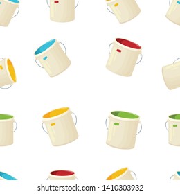 vector seamless pattern with cans of construction paint