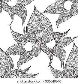 Vector seamless pattern with cape gooseberry