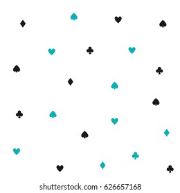 Vector seamless pattern of card suits. Poker background