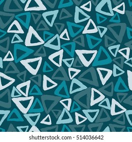 Vector seamless pattern with careless strokes in the form triangles. Abstract background made using of brush smears. 