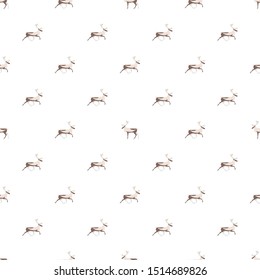 Vector seamless pattern with caribous on white background