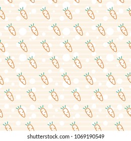 Vector seamless pattern with carrots in linear style. Cute wallpaper for children. Can be used for print on clothes for boys and girls, package, banner, wrapping paper, decoration. EPS10.