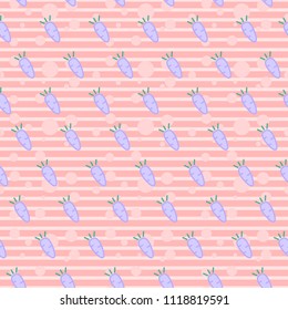 Vector seamless pattern with carrots in linear style on stripe background. Cute childish wallpaper. For print on clothes for boys and girls, package, banner, wrapping paper, decoration. 