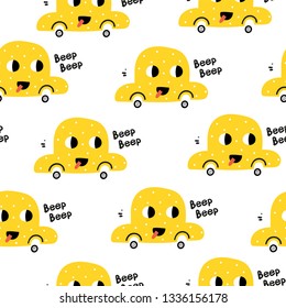 Patrón vectorial sin fisuras con los coches. Fondo del bebé. Patrón de transporte para niños. Fondo para uso en diseño, textil, tejido y papel de envoltura.