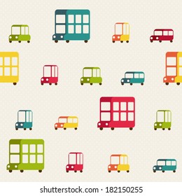Vector seamless pattern of cars. Cartoon vehicles. Kid's elements for scrap-booking. Childish background. Hand drawn vector illustration. 