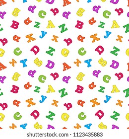 Vector seamless pattern of cartoon alphabetic letters. 