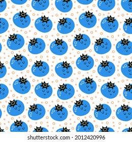 vector seamless pattern with cartoon berries. it can be used as wallpaper, poster, print for clothes, fabrics, textiles, notebooks, packaging paper. food background.