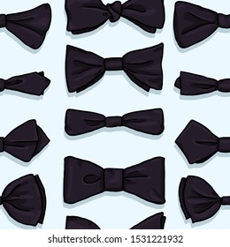 Vector Seamless Pattern of Cartoon Black Bowties