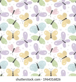 vector seamless pattern with cartoon butterflies