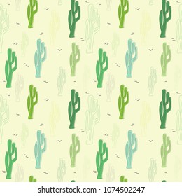 Vector seamless pattern with cartoon cactus. The template for the cover fabric, books.