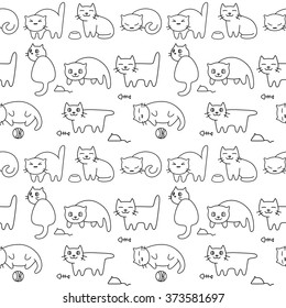 Vector seamless pattern with cartoon cats.