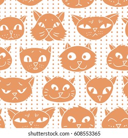 Vector seamless pattern with cartoon cats.
