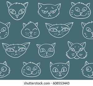 Vector seamless pattern with cartoon cats.