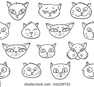 Vector seamless pattern with cartoon cats.
