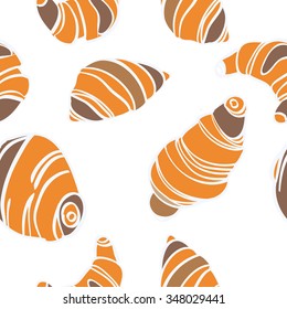 Vector seamless pattern with cartoon croissants.