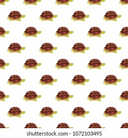 Vector seamless pattern of cartoon cute turtles.