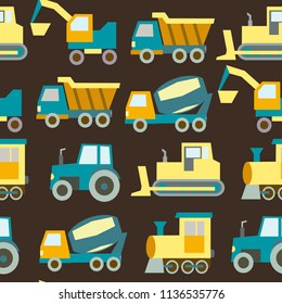 Vector seamless pattern   with cartoon cute transport