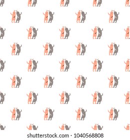 Vector seamless pattern of cartoon dancing abstract characters