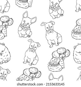 vector seamless pattern with cartoon dogs