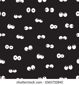 Vector seamless pattern of cartoon eyes in the dark.