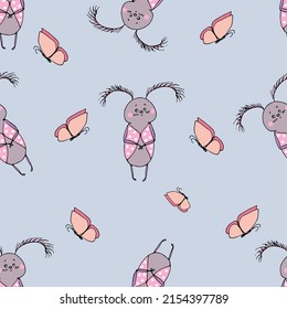 vector seamless pattern with cartoon insect