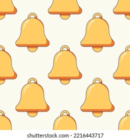 Vector seamless pattern of cartoon Jingle bell on light beige background for sites, wrapping, postcards, web sites etc. Merry Christmas and Happy New Year concept
