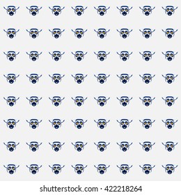 Vector seamless pattern with cartoon lemur heads