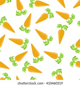 Vector seamless pattern with cartoon orange carrots background.