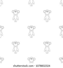 Vector seamless pattern of cartoon outline monkey