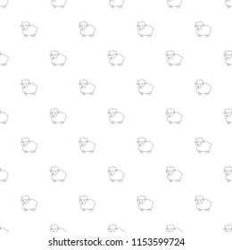 Vector seamless pattern of cartoon outline sheep. Seamless pattern.