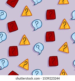 Vector Seamless Pattern of Cartoon Question Marks. Quiz Background.