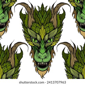 Vector seamless pattern with cartoon roaring dragon on white background. Fantasy texture with illustration of wyverns in row for wallpaper, wrapping paper and fabric.