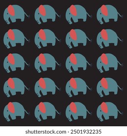 Vector seamless pattern with cartoon safari jungle animals. Custom vector seamless pattern.