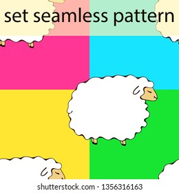 Vector seamless pattern of cartoon sheep. Seamless pattern.