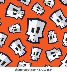 Vector seamless pattern with cartoon skull.