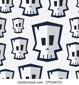 Vector seamless pattern with cartoon skull.