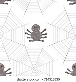 vector of seamless pattern with cartoon spider and spider web