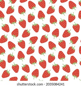 vector seamless pattern with cartoon strawberries. it can be used as wallpaper, poster, print for clothes, fabrics, textiles, notebooks, packaging paper. food background.