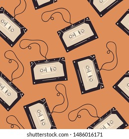 vector seamless pattern with cassette. Great for wallpaper,backgrounds,gifs,surface pattern design,packaging design projects, stationary,fabric.