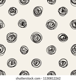 Vector seamless pattern. Casual texture with hand drawn circles. Hipster print with stylish doodle.
