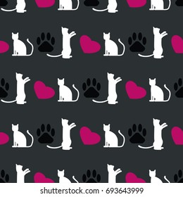 Vector seamless pattern with cat