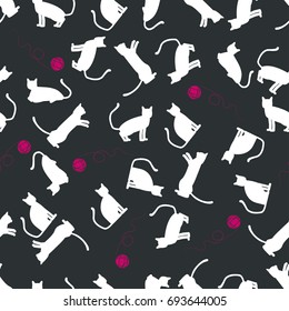 Vector seamless pattern with cat