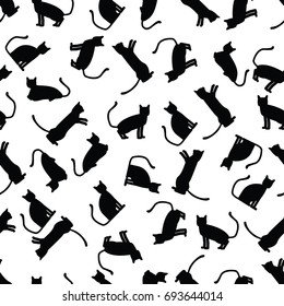 Vector seamless pattern with cat