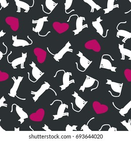 Vector seamless pattern with cat