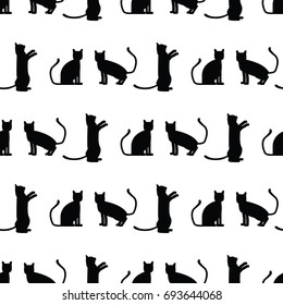 Vector seamless pattern with cat