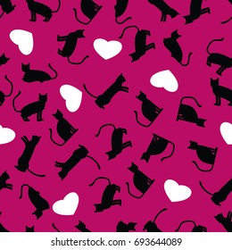 Vector seamless pattern with cat