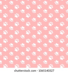 Vector seamless pattern with cat and dog tracks. Print with traces of pets. Colorful background. Veterinary backdrop. Can be used for wrapping paper for shop zoo, web or design of banners. EPS10.