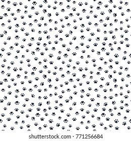 Vector seamless pattern with cat or dog footprints