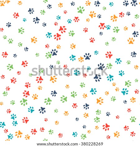 Vector seamless pattern with cat or dog footprints. Can be used for wallpaper, web page background, surface textures. Add your text. 