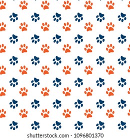 Vector seamless pattern with cat or dog,kitten or puppy footprints. Can be used for wallpaper,fabric, web page background, surface textures.